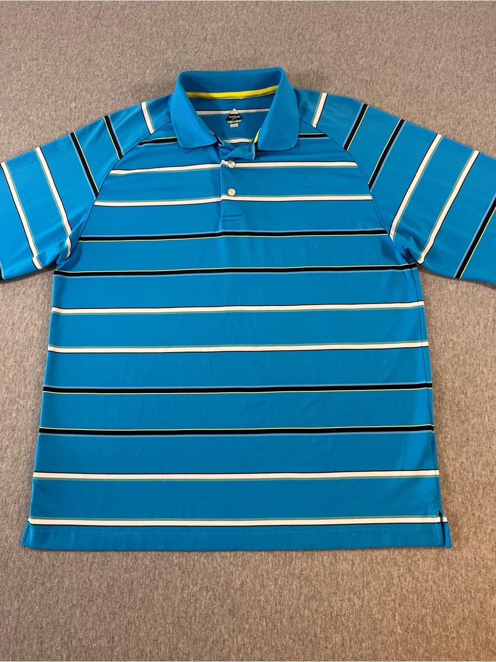 bolle Blue Striped Polo with White & Black Accents